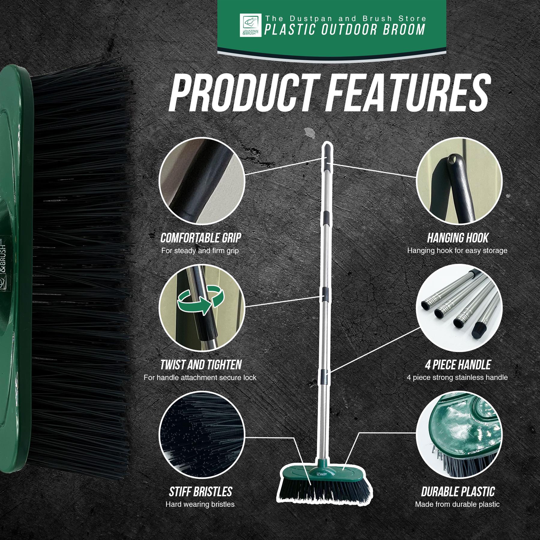 10" Outdoor Broom and 4 Piece Handle