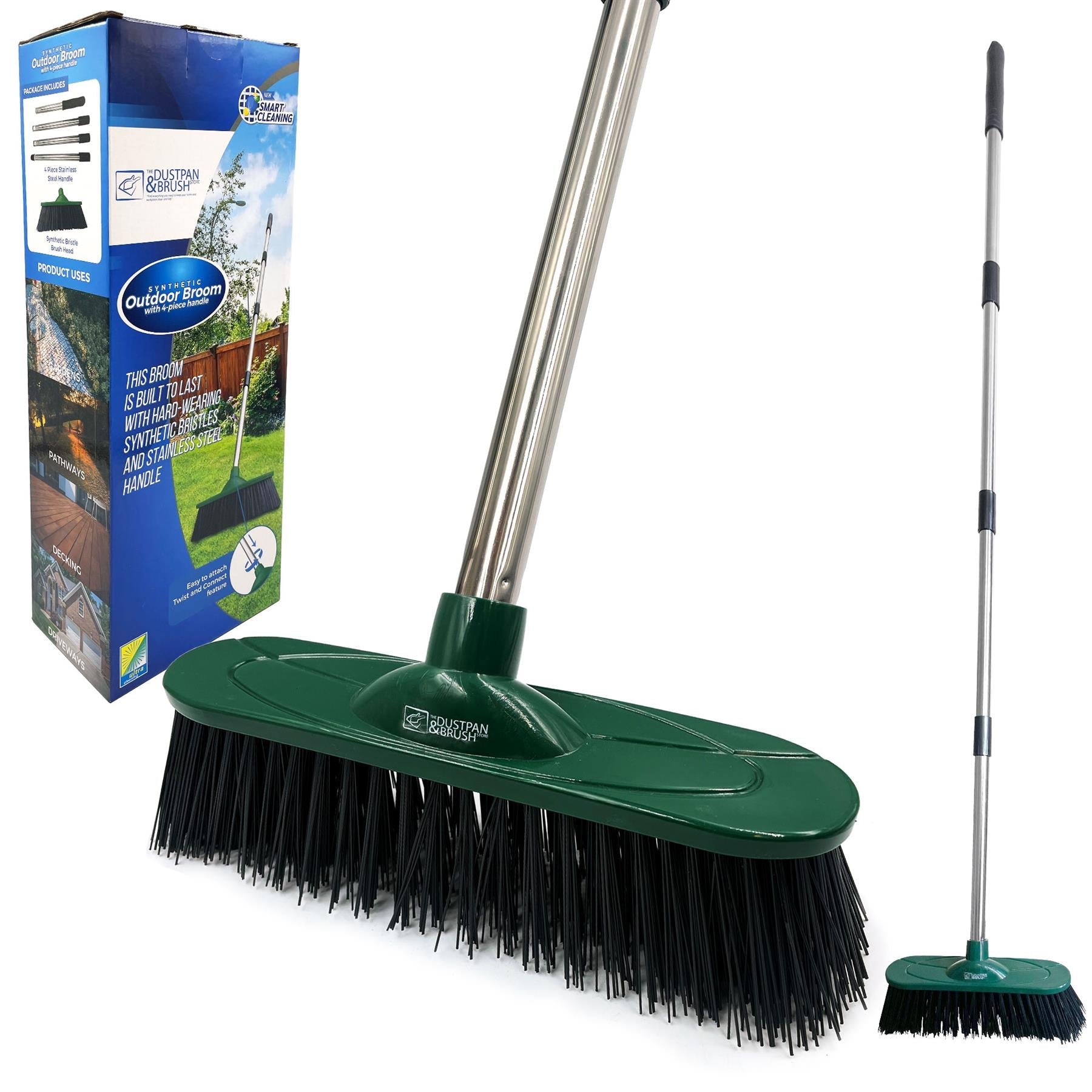 10" Outdoor Broom and 4 Piece Handle