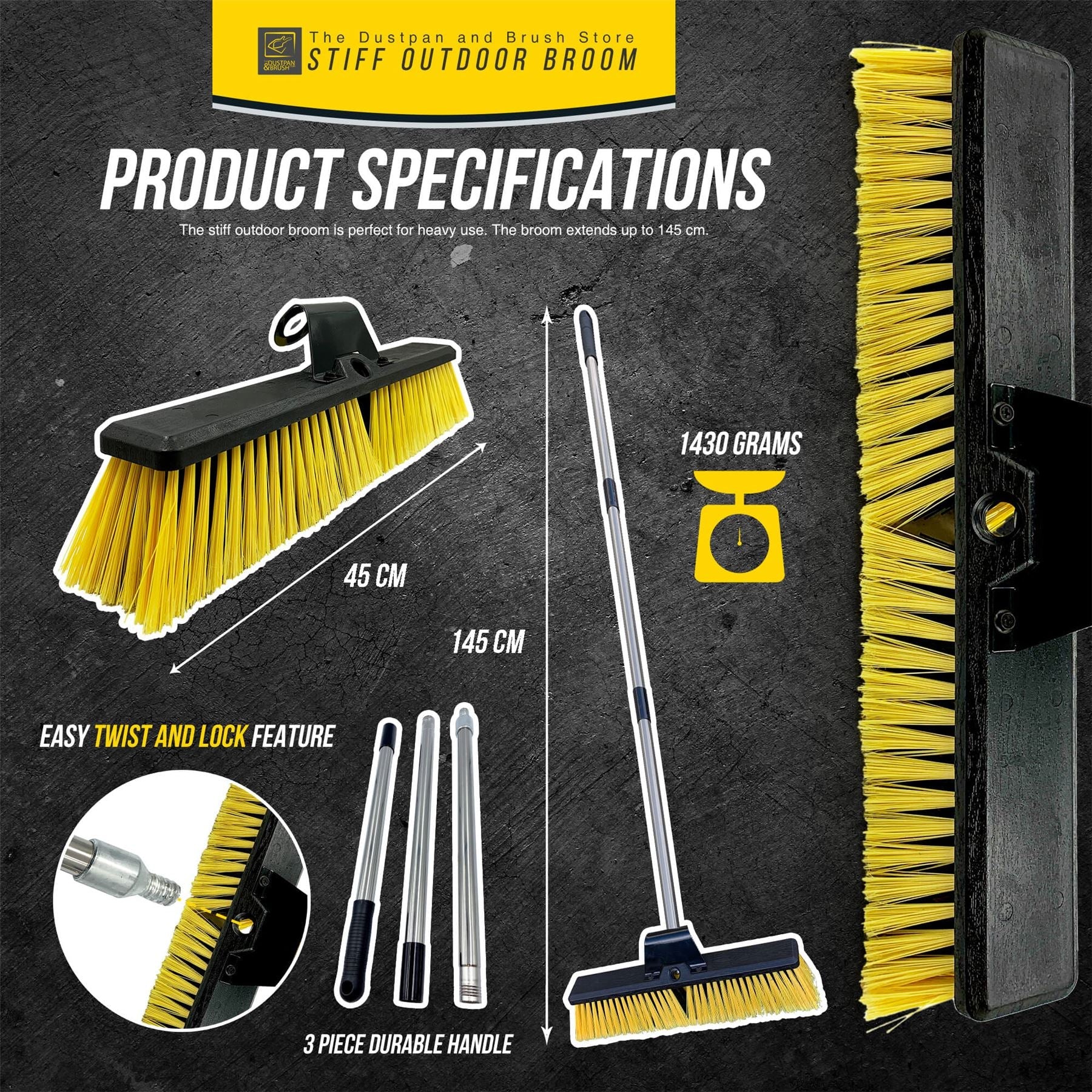 18" Yard Broom with Multi Section Handle