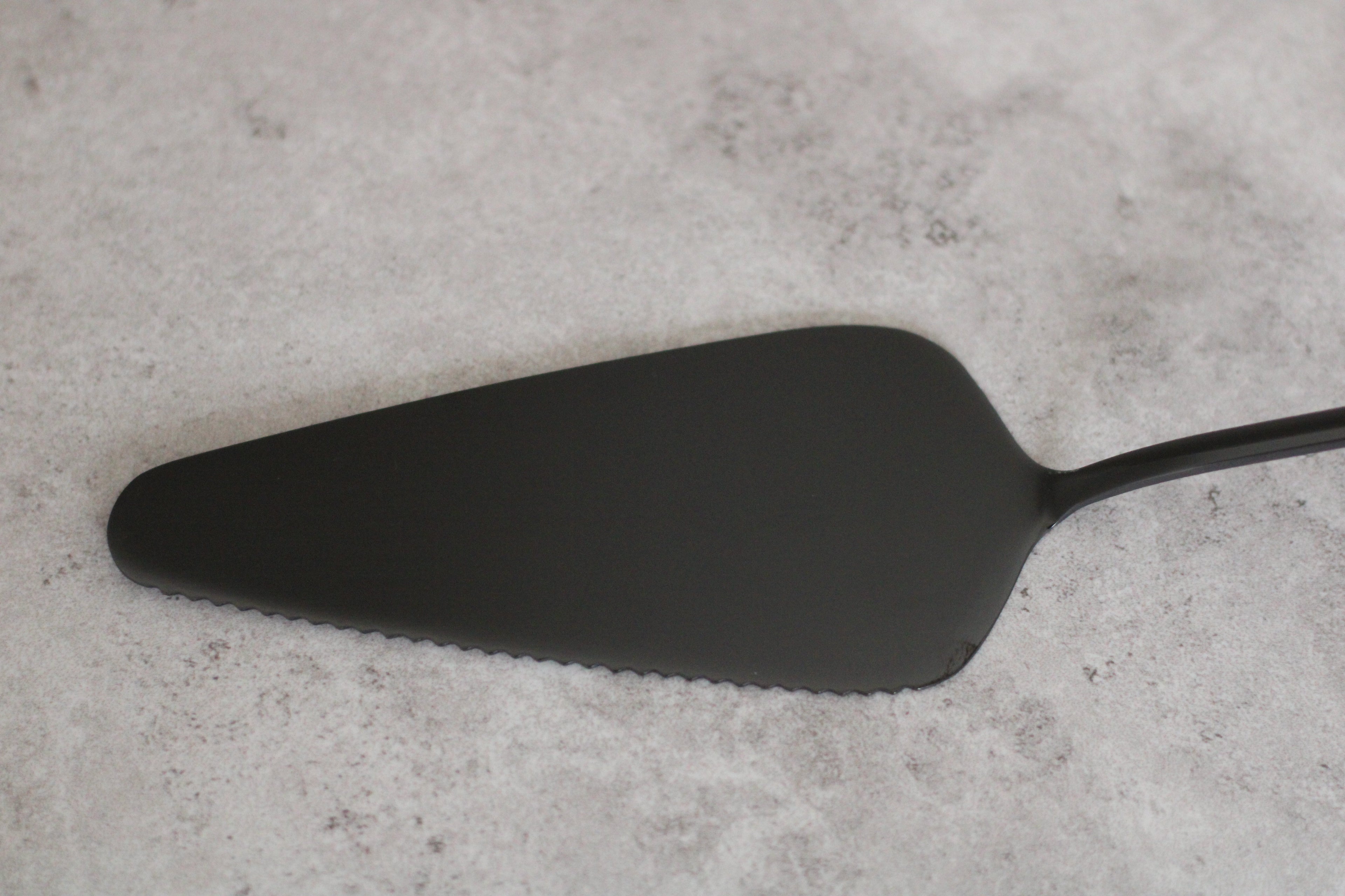Black Stainless Steel Cake Server with one serrated edge - 22cm