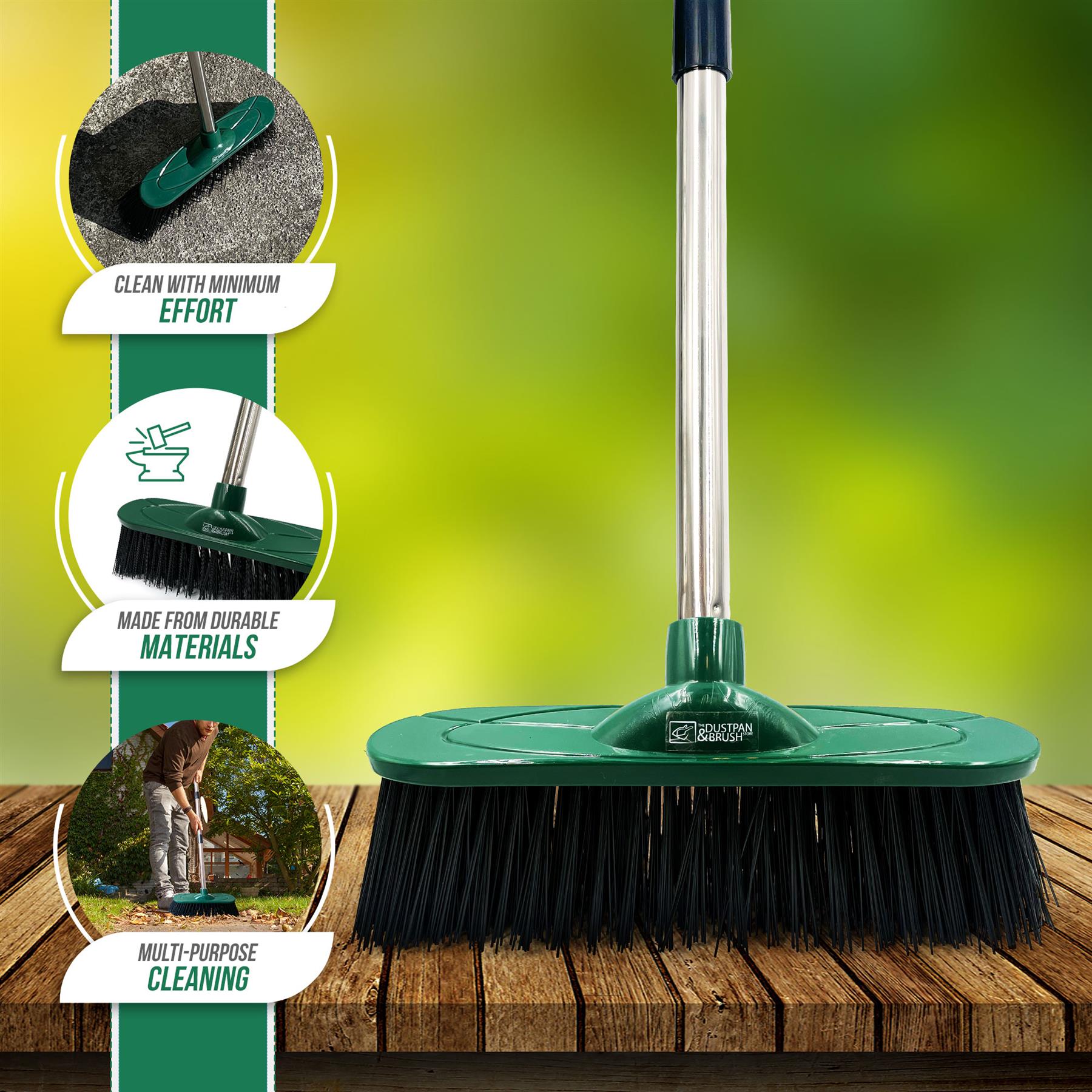 10" Outdoor Broom and 4 Piece Handle