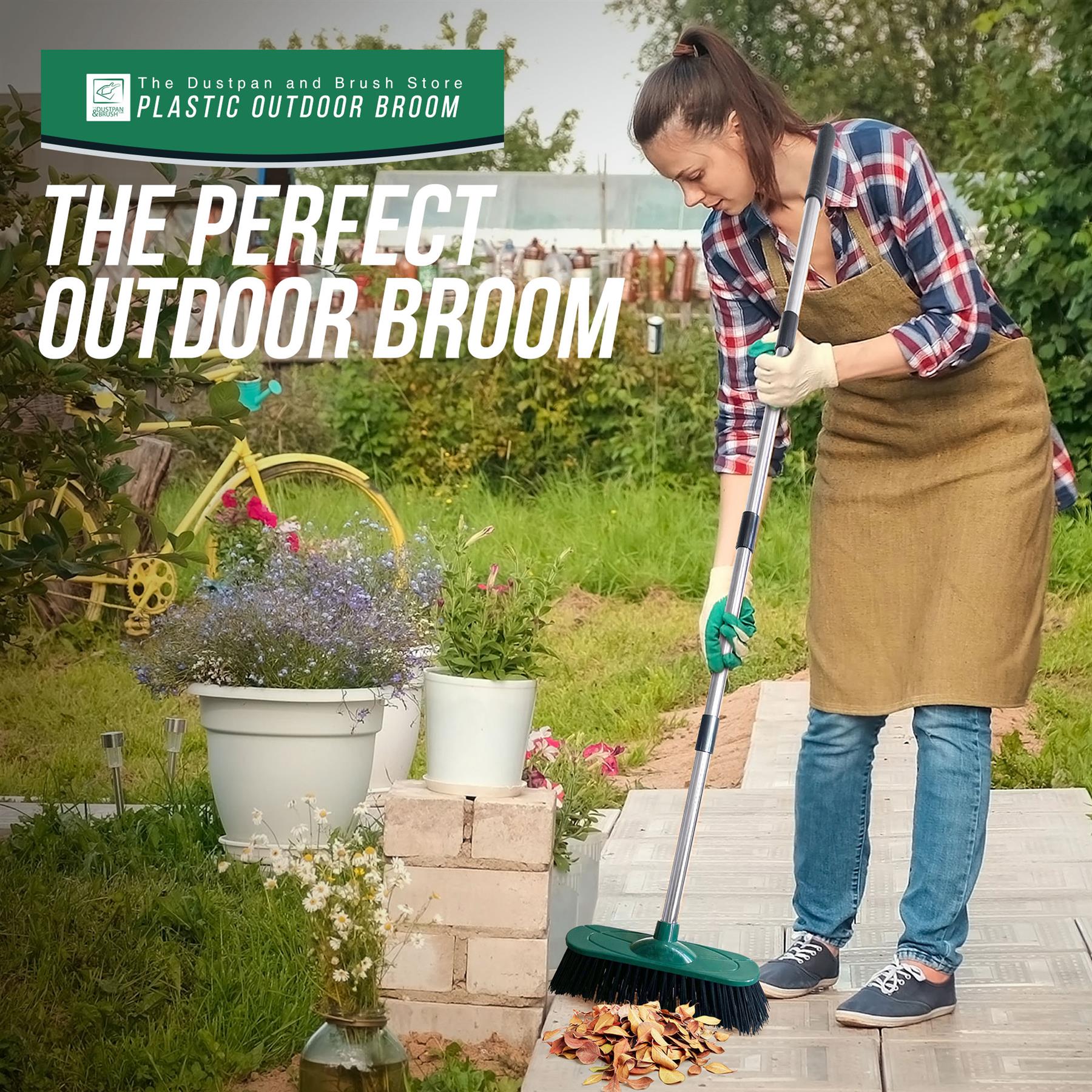 10" Outdoor Broom and 4 Piece Handle